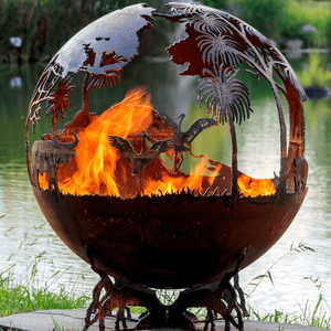 The Fire Pit Gallery Australian Outback Steel Fire Pit lit up