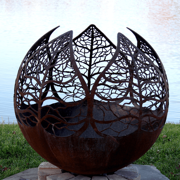 The Fire Pit Gallery Autumn Sunset Steel Fire Pit by the lake - detail view