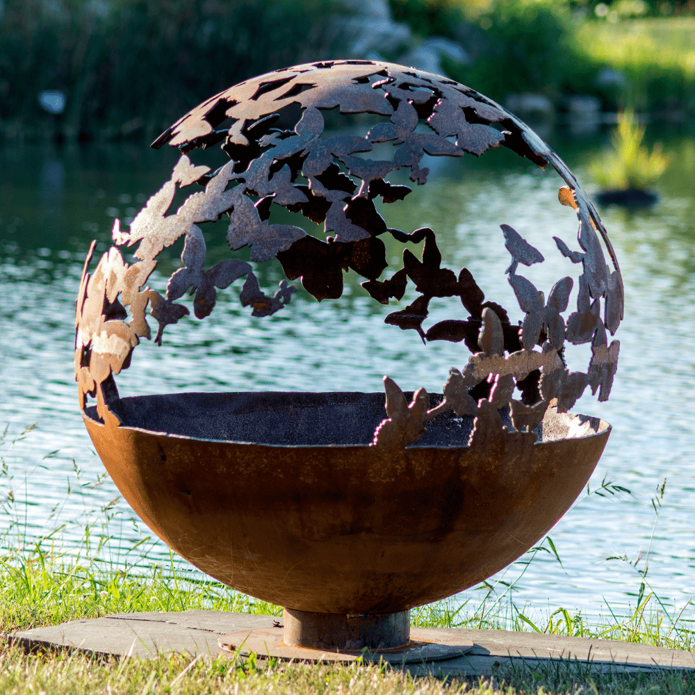 The Fire Pit Gallery Butterfly Wings Steel Fire Bowl side view - alternate view