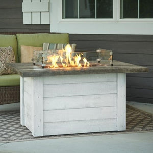 The Outdoor GreatRoom Company Alcott 48" Rectangular Fire Pit Table with Wind Guard