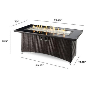 The Outdoor GreatRoom Company Balsam Montego 59" Linear Gas Fire Pit Table Specs