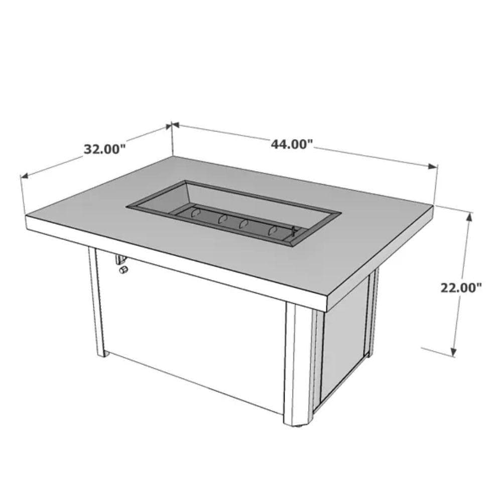  Caden CAD-1224 44&quot; Rectangular Gas Fire Pit Table Dimensions