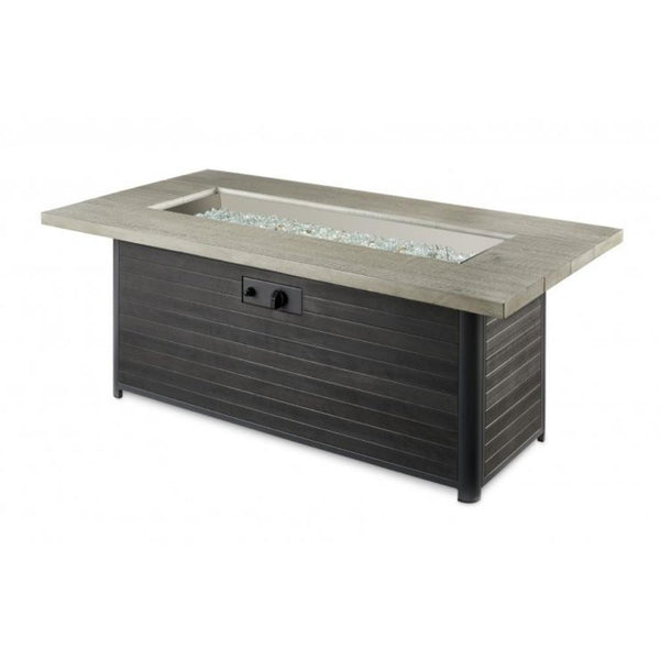 The Outdoor GreatRoom Company Cedar Ridge 61" Linear Fire Pit Table with fire glass