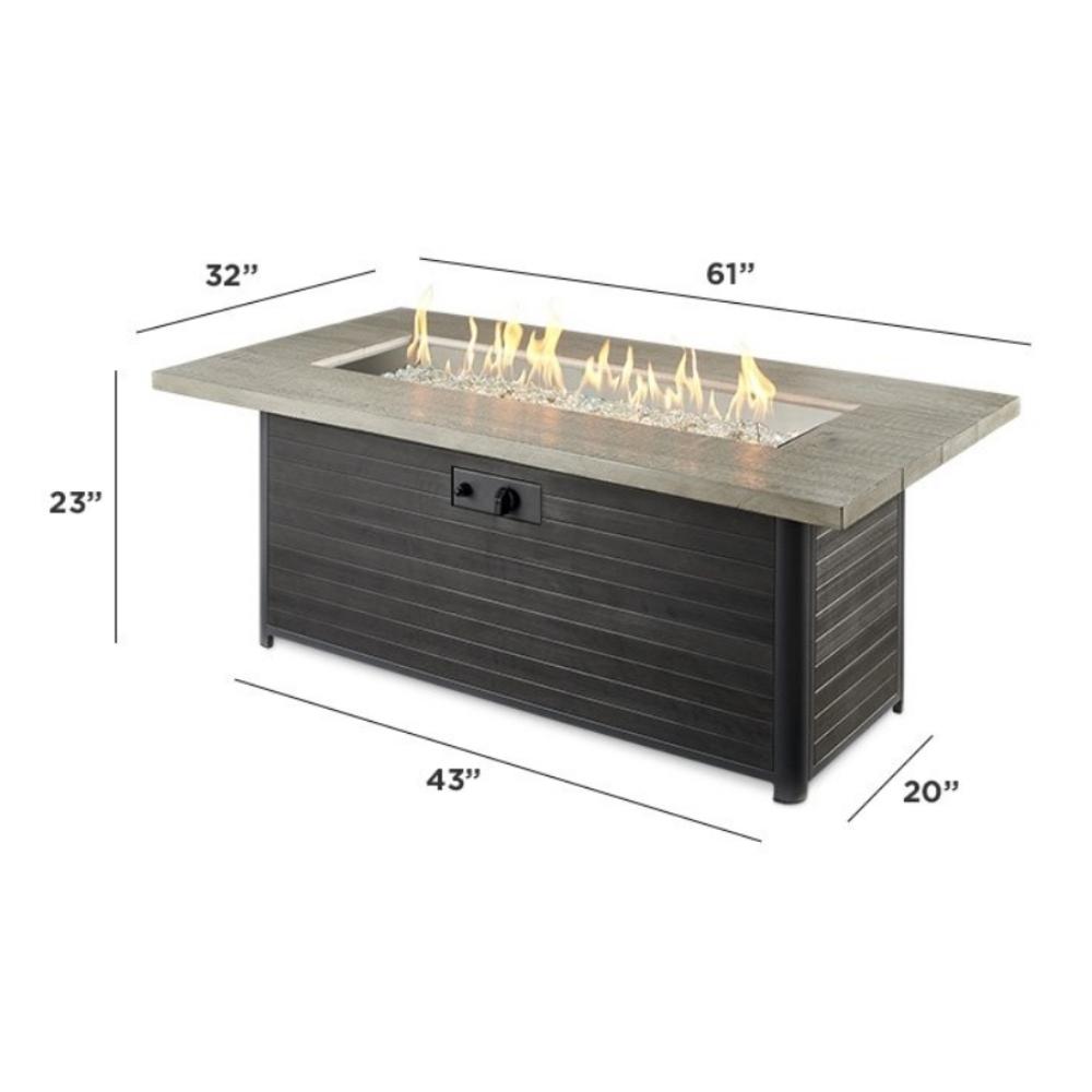 The Outdoor GreatRoom Company Cedar Ridge 61&quot; Linear Gas Fire Pit Table Specs