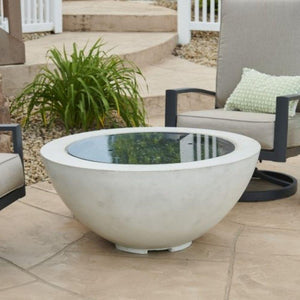 The Outdoor GreatRoom Company Cove White 42-Inch Round Fire Bowl with Glass Top