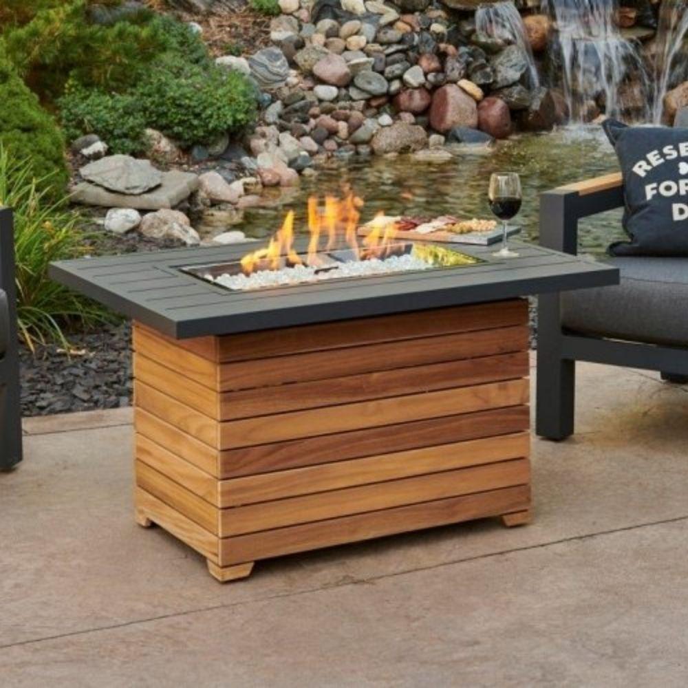 The Outdoor GreatRoom Company Darien 42&quot; Rectangular Fire Pit Table - Aluminum Top