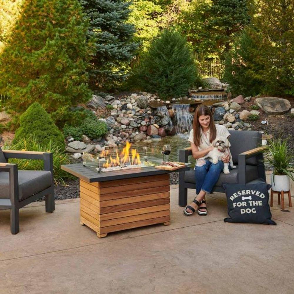 Darien 42-inch Rectangular Gas Fire Pit Table with Cover