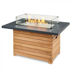 Darien 42-inch Rectangular Gas Fire Pit Table with Wind Guard
