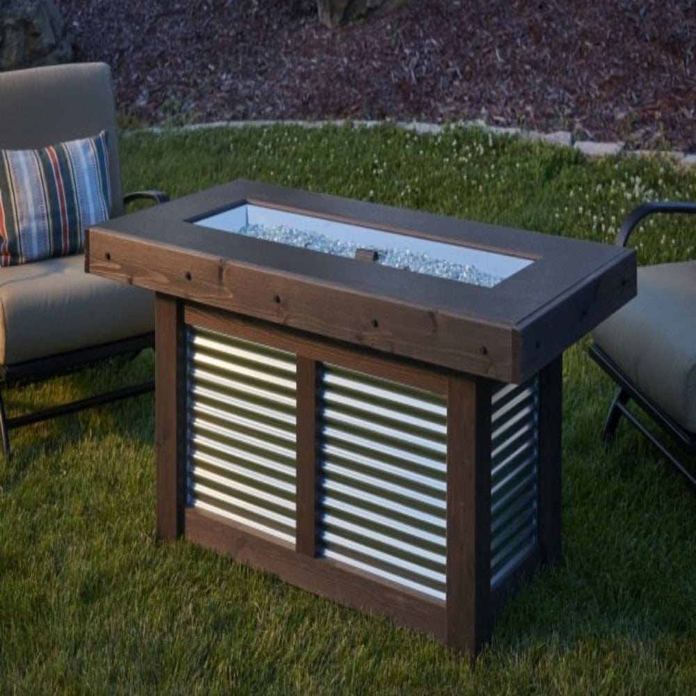 Denali Brew 57&quot; Linear Gas Fire Pit Table in backyard