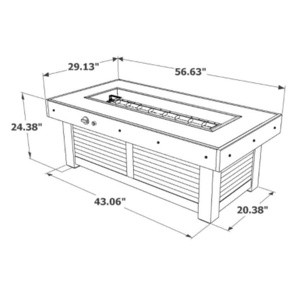 The Outdoor GreatRoom Company Denali Brew 57" Linear Gas Fire Pit Table (DENBR-1242) Specs