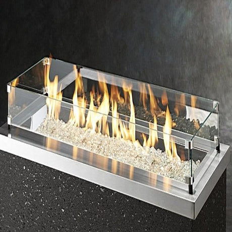 Linear Glass Wind Guard for Fire Pits - side view