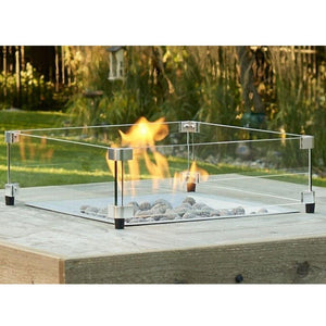 Square Glass Wind Guard for Fire Pits