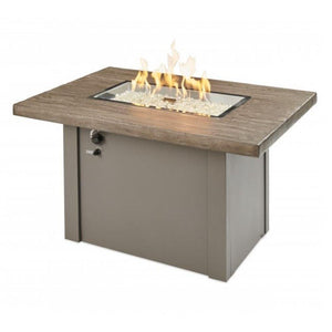 Havenwood 44-inch Driftwood Rectangular Gas Fire Pit Table with Gray Base