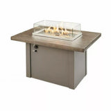 Havenwood 44-inch Driftwood Rectangular Fire Pit Table with Wind Guard and Gray Base