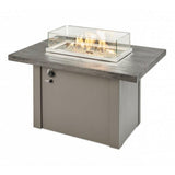 Havenwood 44-inch Stone Gray Rectangular Fire Pit Table with Wind Guard with Gray Base