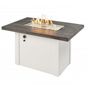 Havenwood 44-inch Stone Gray Rectangular Gas Fire Pit Table with White Base