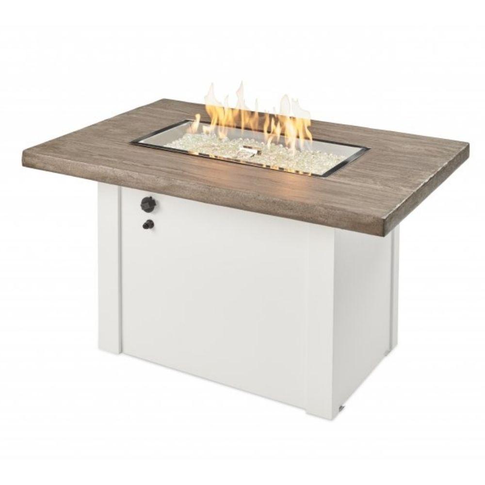 Havenwood 44&quot; Driftwood Rectangular Gas Fire Pit Table with white Base