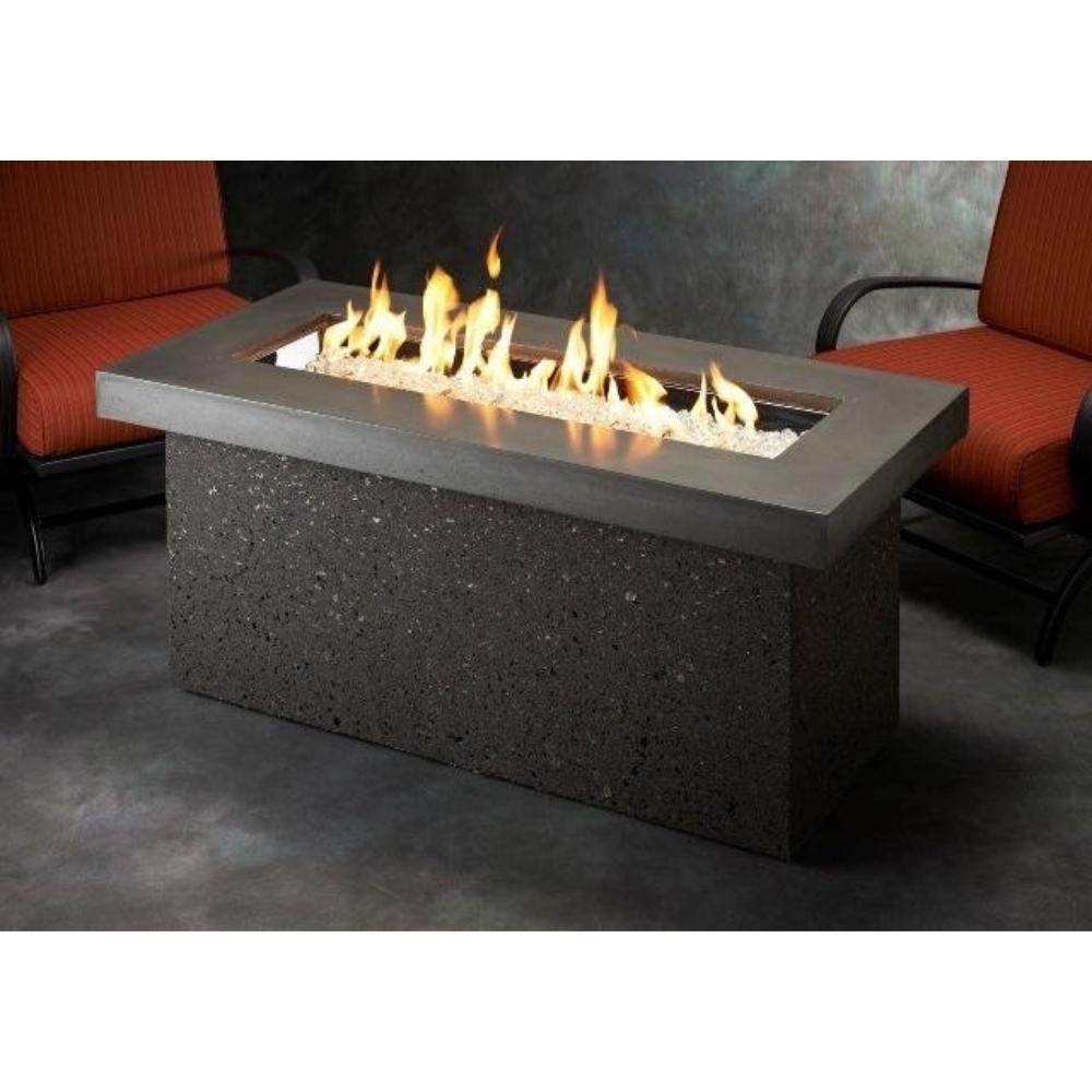 The Outdoor GreatRoom Company Key Largo Linear Gas Fire Pit Table in Grey