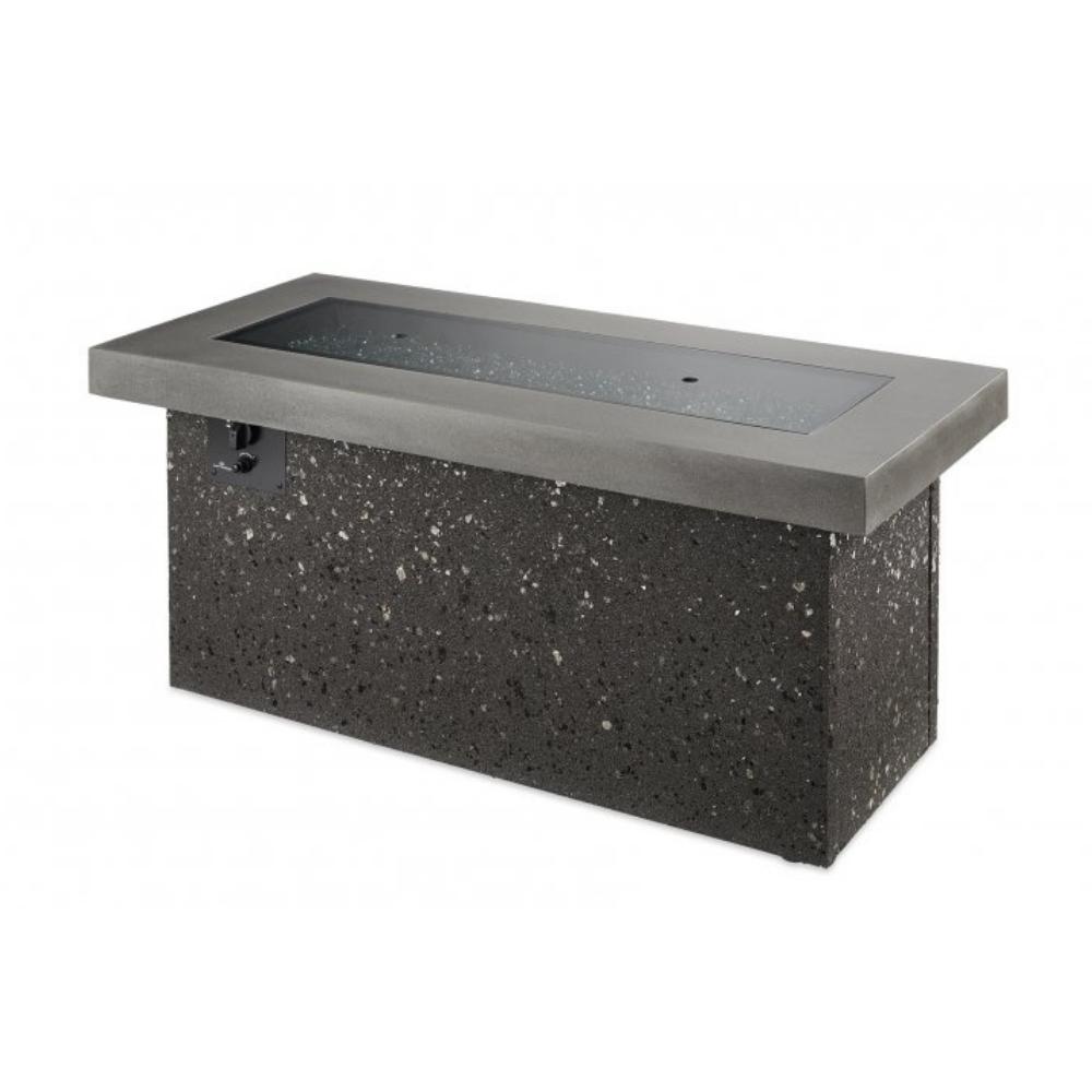 Grey Key Largo Linear Gas Fire Pit Table with Glass Cover