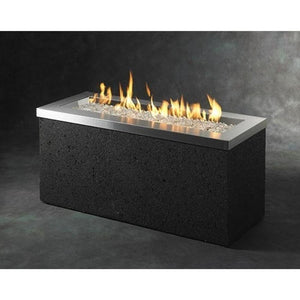 The Outdoor GreatRoom Company Key Largo Linear Gas Fire Pit Table in Stainless Steel
