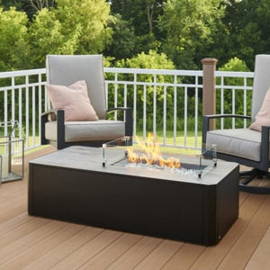 The Outdoor GreatRoom Company Kinney 55-inch Linear Fire Pit Table with Wind Guard
