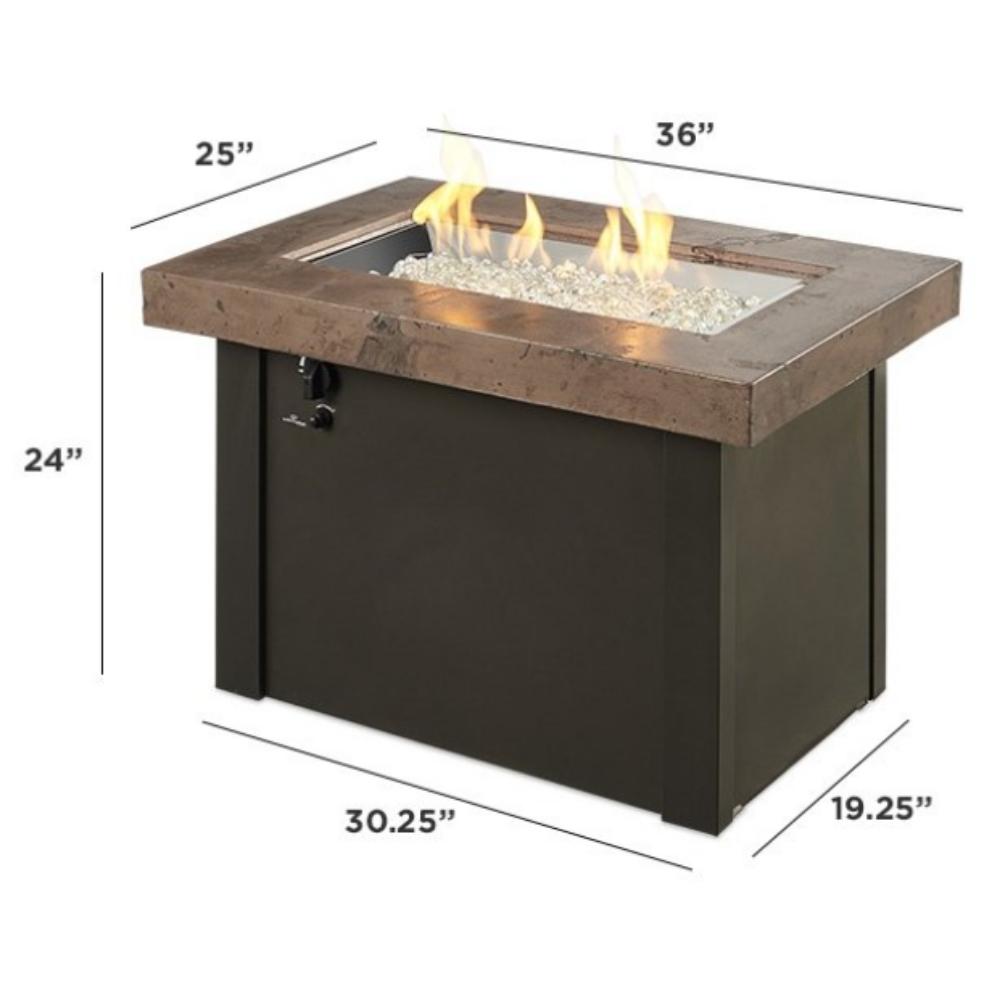 Brown Providence Rectangular Gas Fire Pit Table Specs
