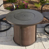 The Outdoor GreatRoom Company Stonefire Brown Round Gas Fire Pit Table with Cover
