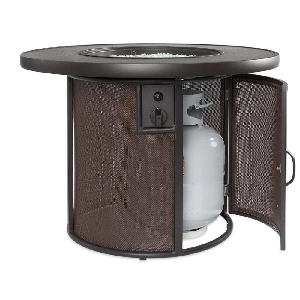 Stonefire 31-inch Round Gas Fire Pit Table Tank  compartment