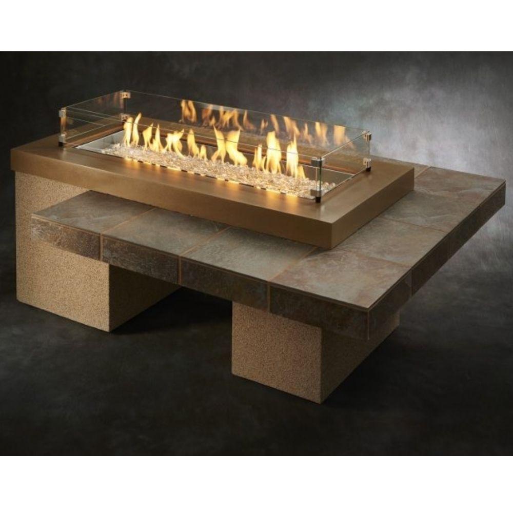 The Outdoor GreatRoom Company Brown Uptown Fire Pit Table with Wind Guard