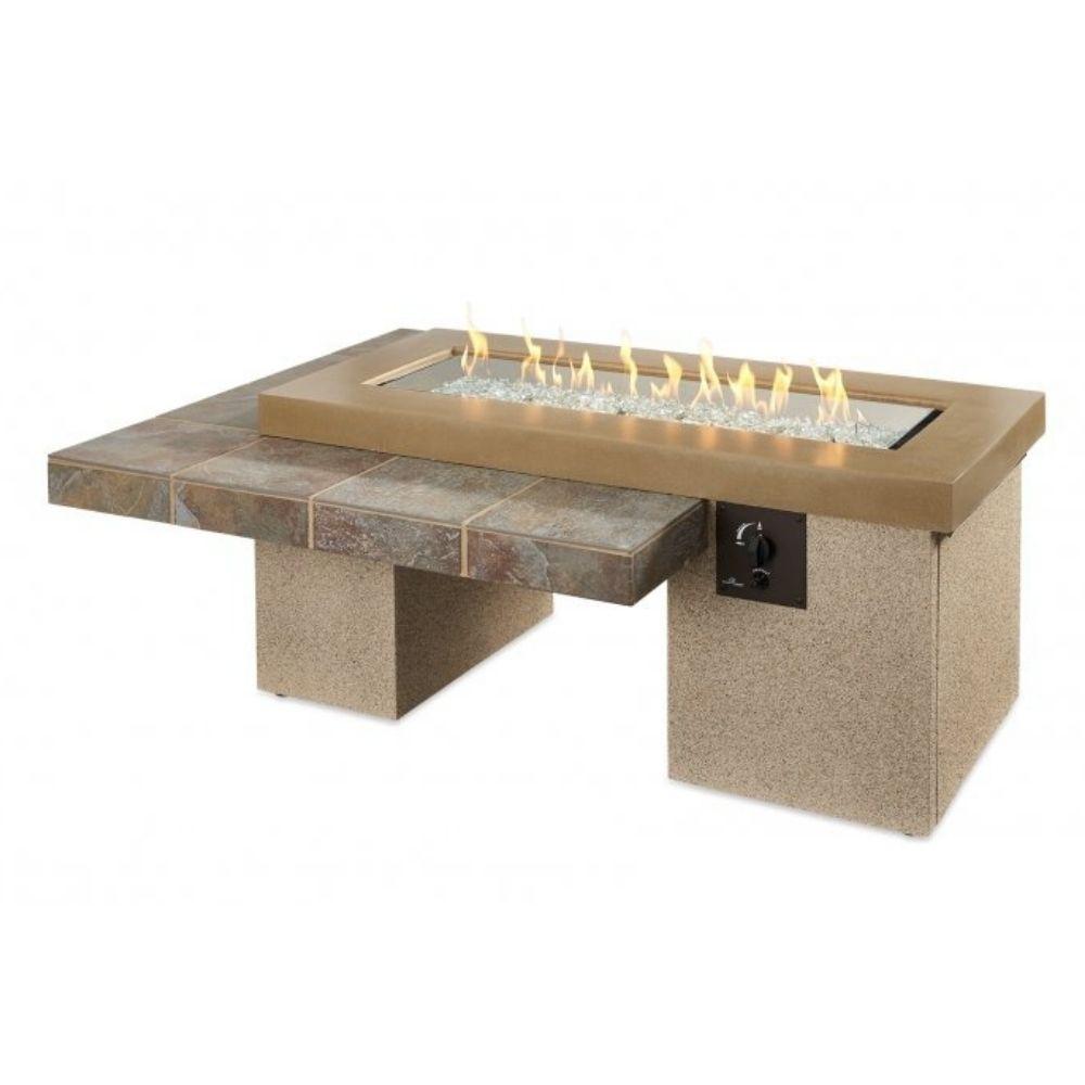 The Outdoor GreatRoom Company Uptown 65&quot; Brown Linear Fire Pit Table - UPT-1242-BRN