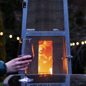 The Timber Stoves Big Timber Elite Stainless Steel Pellet Patio Heater Flames