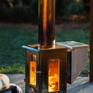 Close up on the Timber Stoves Big Timber Stainless Steel Pellet Patio Heater's Burner