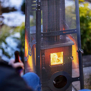 Close up on the Timber Stoves Lil' Timber Elite Stainless Steel Pellet Patio Heater Burner