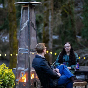 Enjoying fireside chats by the Timber Stoves Lil' Timber Elite Pellet Patio Heater