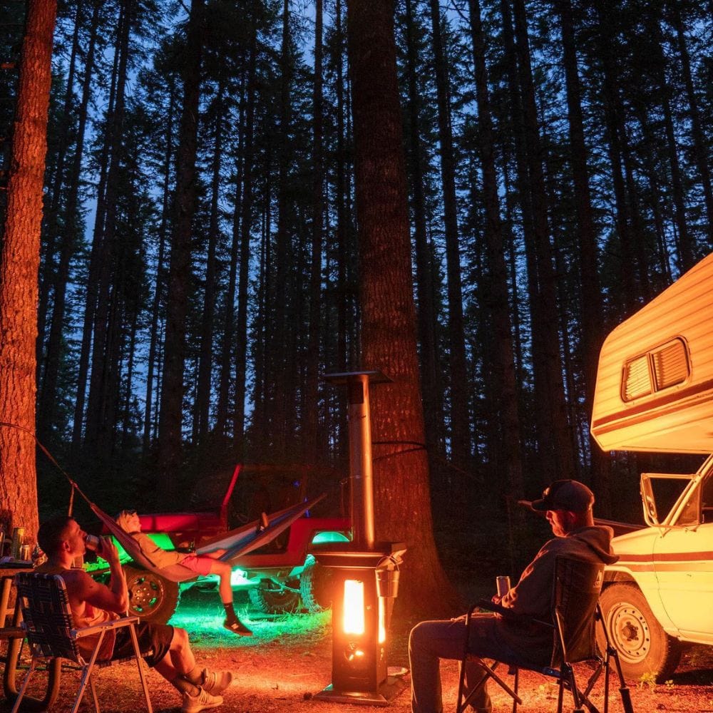 Camping with the Timber Stoves Lil Timber Pellet Patio Heater