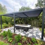 Top Fires Alameda Black and White Steel Gas Fire Pit Table in Outdoor Area
