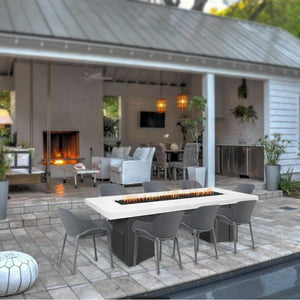 Top Fires Alameda Black and White Steel Gas Fire Pit Table in Outdoor Patio