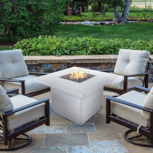 Top Fires Bella White Steel Gas Fire Pit Table in Outdoor Patio