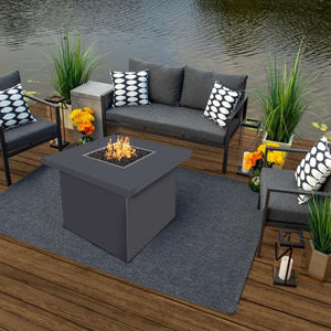 Top Fires Bella Pewter Steel Gas Fire Pit Table by the Lake