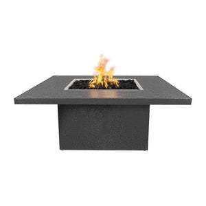 Top Fires Bella 36-Inch Square Steel Gas Fire Pit Table Silver Vein
