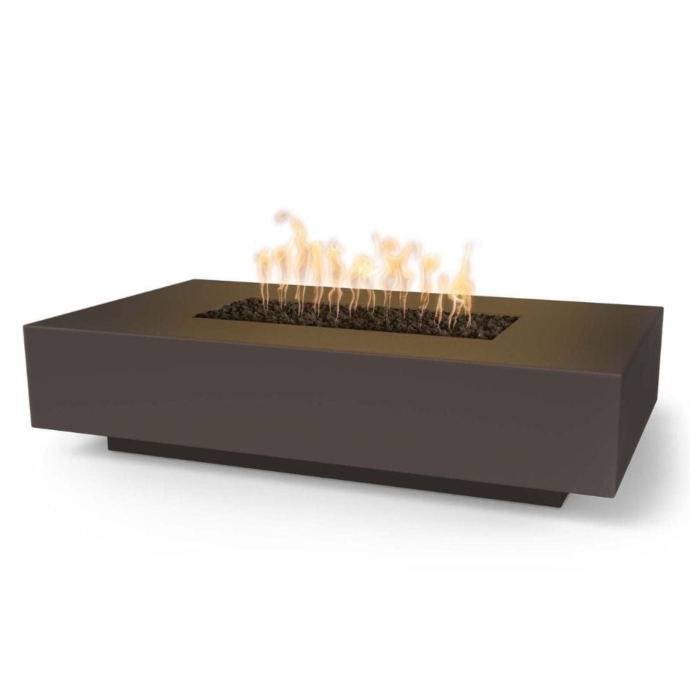 Top Fires Cabo Rectangular GFRC Gas Fire Pit Table in Chocolate - angle view