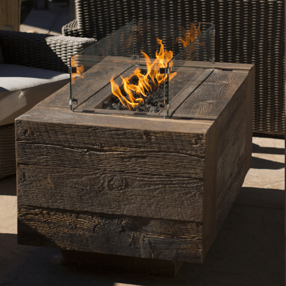 Top Fires Catalina Wood Grain Fire Pit Table - Patio Fever