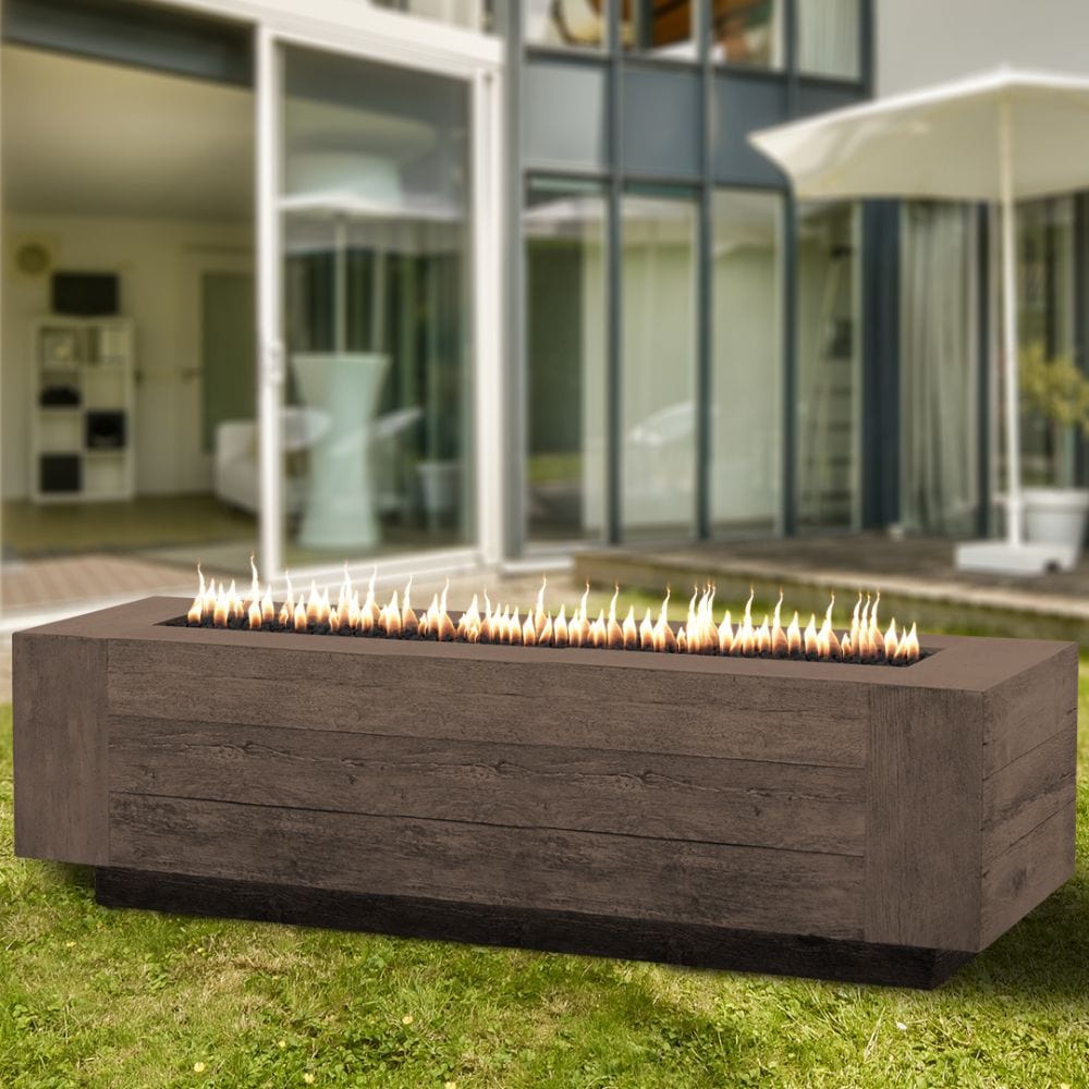 Top Fires 72" Catalina Oak Fire Pit in Outdoor Area - angle view