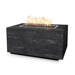 Top Fires Catalina Rectangular Wood Grain GFRC Direct Spark Gas Fire Pit Table - Liquid Propane / 48" Wide / Ebony