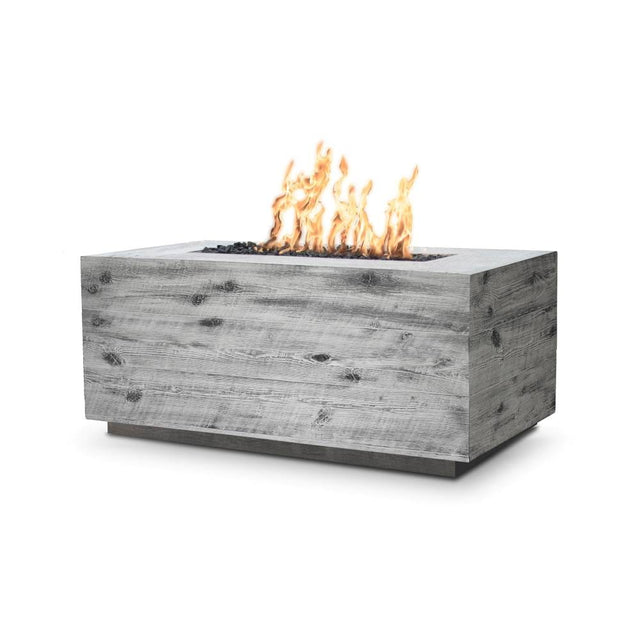 Top Fires Catalina Wood Grain Fire Pit Table in Ivory - front view
