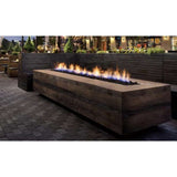 Top Fires 84" Catalina Oak Fire Pit in Restaurant Dining Area - angle view