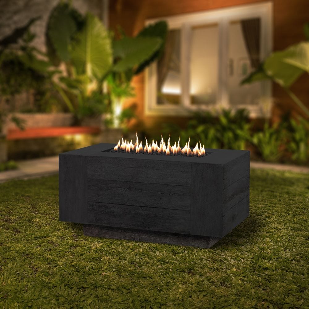Top Fires Catalina Ebony Fire Pit on the Grass - angle view