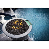 Top Fires Round Concrete Gas Fire and Water Bowl with Lava Rocks - close-up view