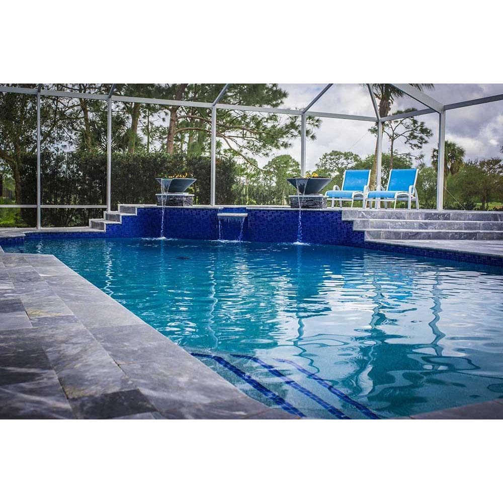 Top Fires Round Concrete Gas Fire and Water Bowl in Gray Pool Accent