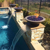 Top Fires Round Concrete Gas Fire and Water Bowl - angle view